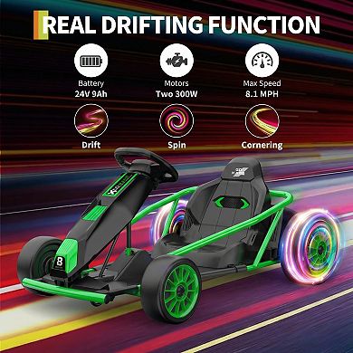 ANIXOL 24V Kids Drift Go Kart with Music, Horn and Seat Belt