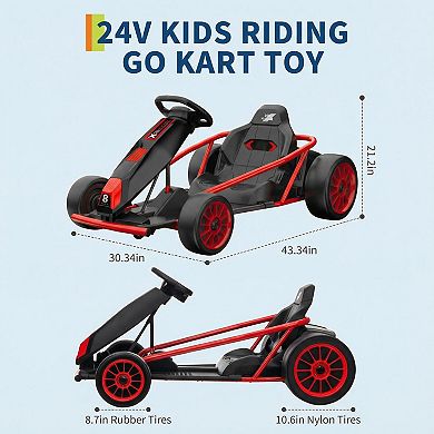 ANIXOL 24V Kids Drift Go Kart with Music, Horn and Seat Belt