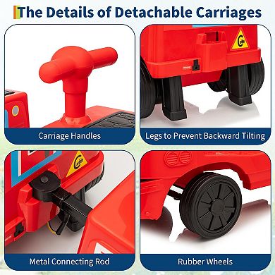 ANIXOL 12V Trackless Ride-On Train Carriage with Storage, Lights and Music