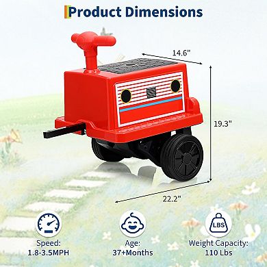 ANIXOL 12V Trackless Ride-On Train Carriage with Storage, Lights and Music