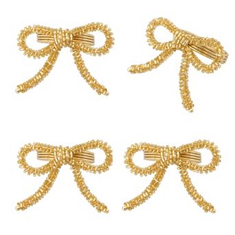 Mingle & Co. 4-Pack Beaded Bow Napkin Ring Set