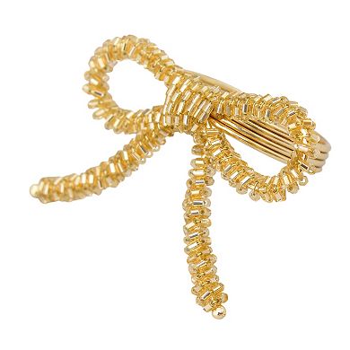 Mingle & Co. 4-Pack Beaded Bow Napkin Ring Set
