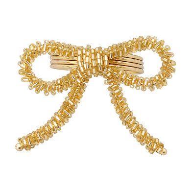 Mingle & Co. 4-Pack Beaded Bow Napkin Ring Set