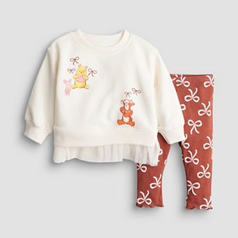 Baby Girl Jumping Beans® Tulle Peplum Winnie The Pooh & Tigger Crewneck & Leggings Set