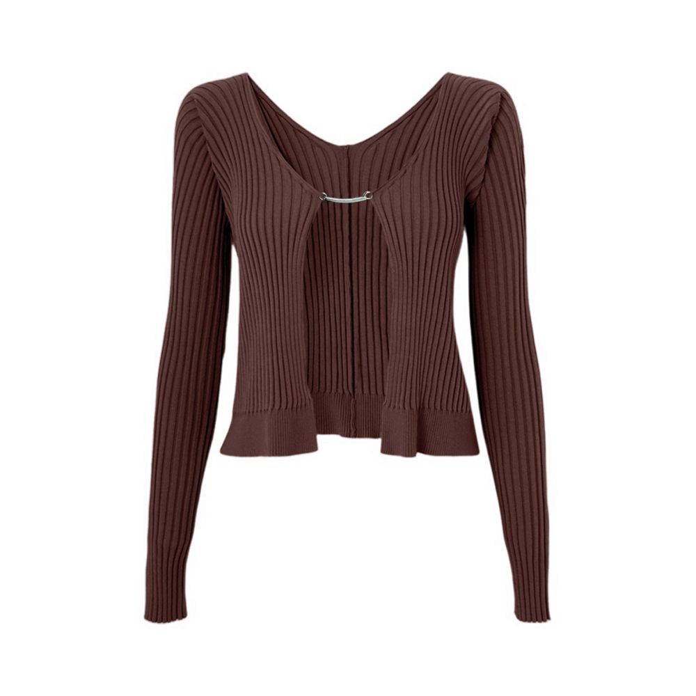 Women's Ribbed Knit Cardigan Top Button Down V Neck Lightweight Cropped ...