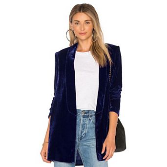 Women's Casual Velvet Blazer Notched Lapel Front Jacket Long Sleeve V Neck Jackets Coat Blazers