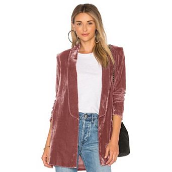 Women's Casual Velvet Blazer Notched Lapel Front Jacket Long Sleeve V Neck Jackets Coat Blazers
