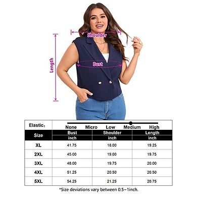 Women's Plus Size Cropped Vest Button Down Waistcoat Notched Lapel Business Casual Work Suit Vests