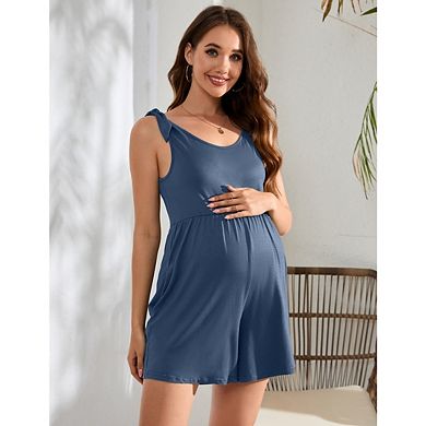 Women's Maternity Casual Overalls Shorts Pregnancy Sleeveless Jumpsuits Romper