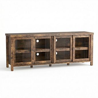 ANIXOL Mid Century TV Stand with Sliding Glass Doors