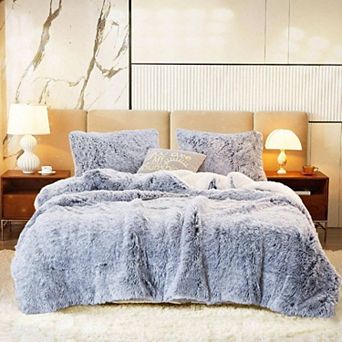 Luxury Faux Fur Shaggy Comforter Set, Reversible Sherpa Plush, Ultra Soft, Warm for Winter