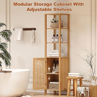 ANIXOL Farmhouse TV Stand with Bookshelves and Storage