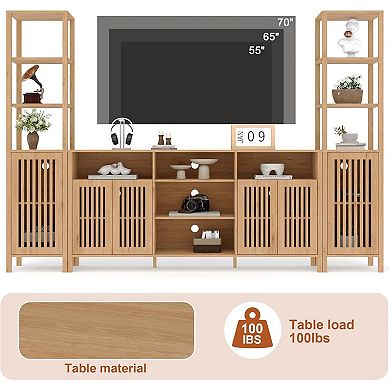 ANIXOL Farmhouse TV Stand with Bookshelves and Storage