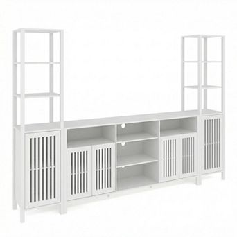 ANIXOL Farmhouse TV Stand with Bookshelves and Storage