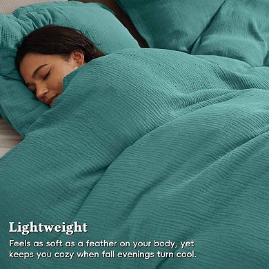 100% Natural Cotton Muslin Duvet Cover - Soft, Breathable, OEKO-Tex Certified