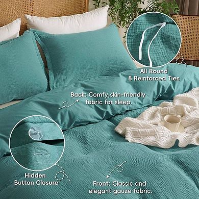 100% Natural Cotton Muslin Duvet Cover - Soft, Breathable, OEKO-Tex Certified