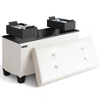 Storage Ottoman Bench with Storage Bins