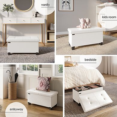 Storage Ottoman Bench with Storage Bins