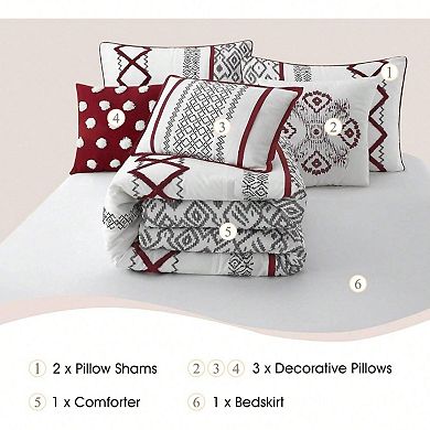 Luxury Terry Embroidered Comforter Set with Curtains and Pillow Shams