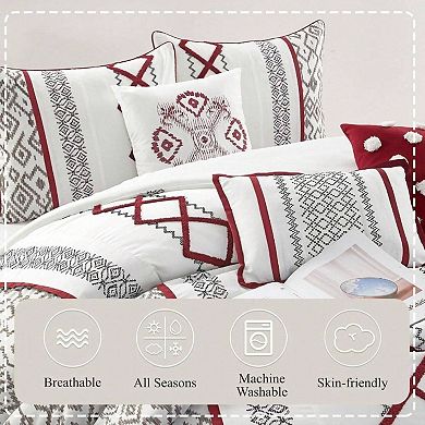 Luxury Terry Embroidered Comforter Set with Curtains and Pillow Shams
