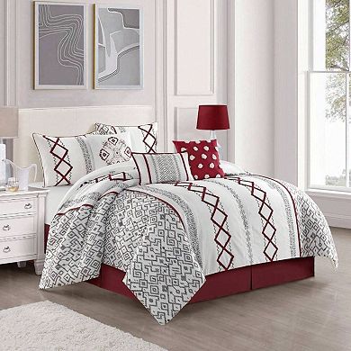 Luxury Terry Embroidered Comforter Set with Curtains and Pillow Shams