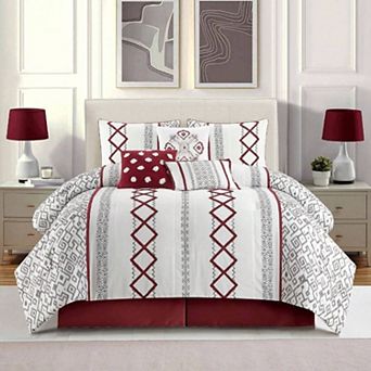 Luxury Terry Embroidered Comforter Set with Curtains and Pillow Shams