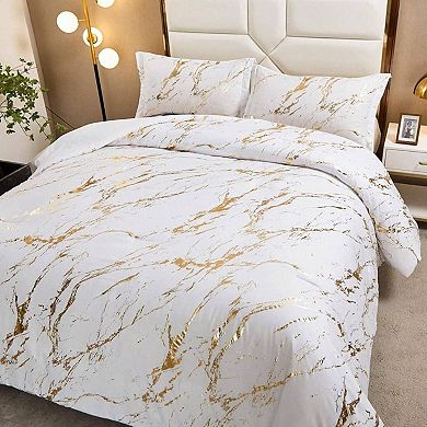 Gold Marble Glitter Comforter Set with Pillowcases