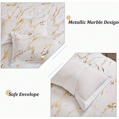 Gold Marble Glitter Comforter Set with Pillowcases