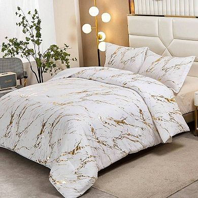 Gold Marble Glitter Comforter Set with Pillowcases