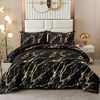 Gold Marble Glitter Comforter Set with Pillowcases
