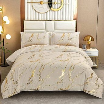 Gold Marble Glitter Comforter Set with Pillowcases