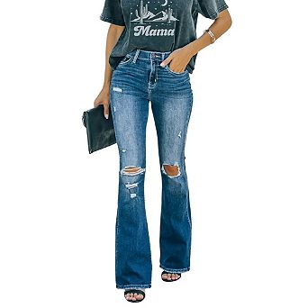 Women's Flare Bell Bottom Jeans High Waisted Wide Leg Bootcut Jeans Stretchy Denim Pants
