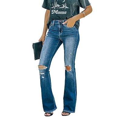 Women's Flare Bell Bottom Jeans High Waisted Wide Leg Bootcut Jeans Stretchy Denim Pants