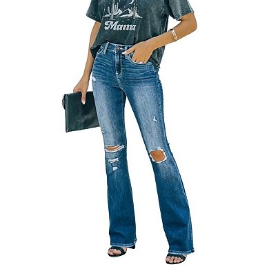 Women's Flare Bell Bottom Jeans High Waisted Wide Leg Bootcut Jeans Stretchy Denim Pants