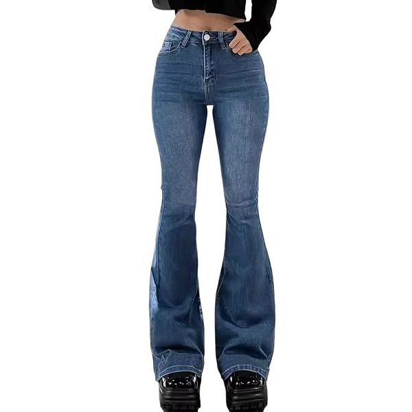 High Waisted Flare Jeans for Women Bell Bottom Jeans with Belt for