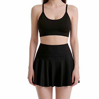 Women's High-Waisted Pleated Active Skort Tennis Badminton Skirt with Built-in Short