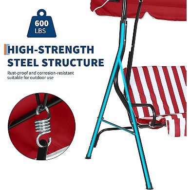 ANIXOL 3-Seat Outdoor Patio Swing with Adjustable Canopy
