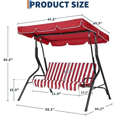 ANIXOL 3-Seat Outdoor Patio Swing with Adjustable Canopy