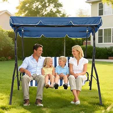 ANIXOL 3-Seat Outdoor Patio Swing with Adjustable Canopy