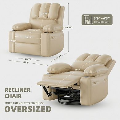 ANIXOL Oversized Swivel Rocker Recliner with Heat and Massage