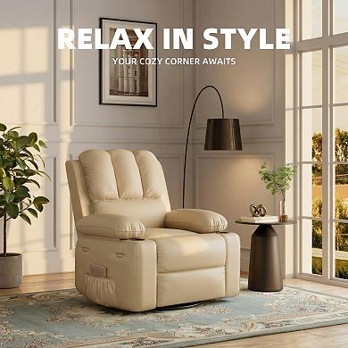 ANIXOL Oversized Swivel Rocker Recliner with Heat and Massage