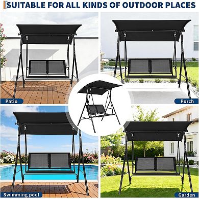 ANIXOL 2-Seat Outdoor Porch Swing with Adjustable Canopy