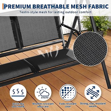 ANIXOL 2-Seat Outdoor Porch Swing with Adjustable Canopy