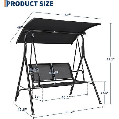 ANIXOL 2-Seat Outdoor Porch Swing with Adjustable Canopy
