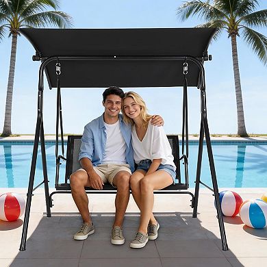 ANIXOL 2-Seat Outdoor Porch Swing with Adjustable Canopy