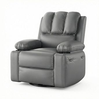 ANIXOL Oversized Manual PU Recliner Chair with Cup Holders