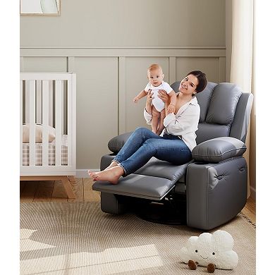 ANIXOL Oversized Manual PU Recliner Chair with Cup Holders