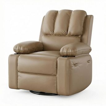 ANIXOL Oversized Manual PU Recliner Chair with Cup Holders