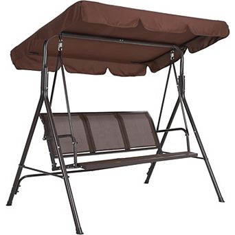 ANIXOL 3-Seat Textilene Outdoor Patio Swing with Canopy