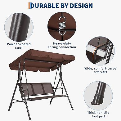 ANIXOL 3-Seat Textilene Outdoor Patio Swing with Canopy